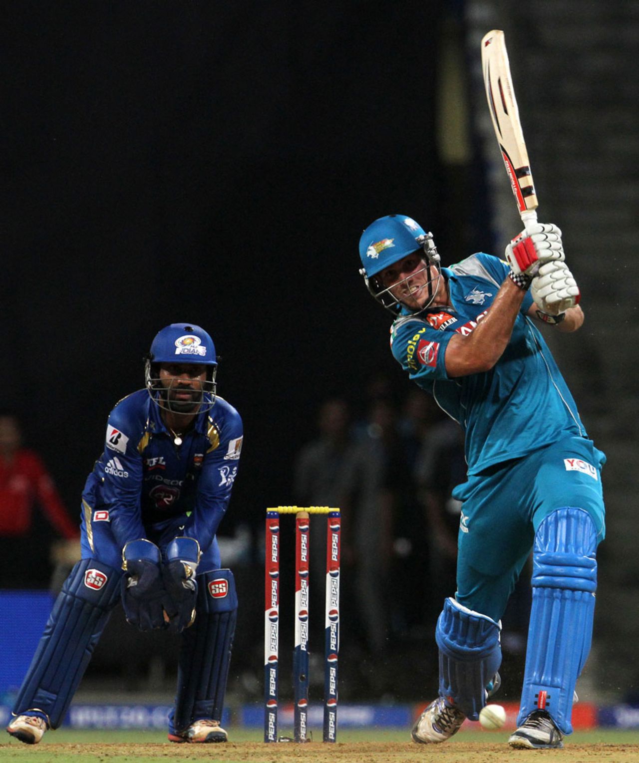 Mitchell Marsh plays a shot during his knock of 38, Mumbai Indians v Pune Warriors, IPL 2013, Mumbai, April 13, 2013