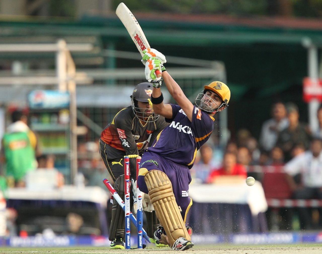 Gautam Gambhir is bowled for 53, Kolkata Knight Riders v Sunrisers Hyderabad, IPL, Kolkata, April 14, 2013