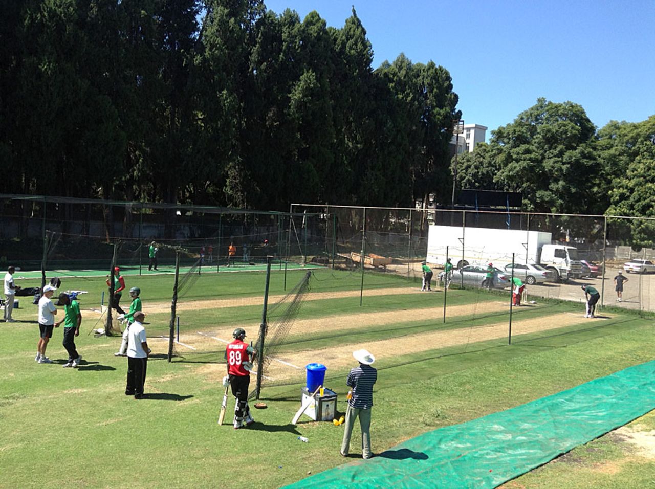 Teams practice at the nets at Harare Sports Club, Harare, April 16, 2013