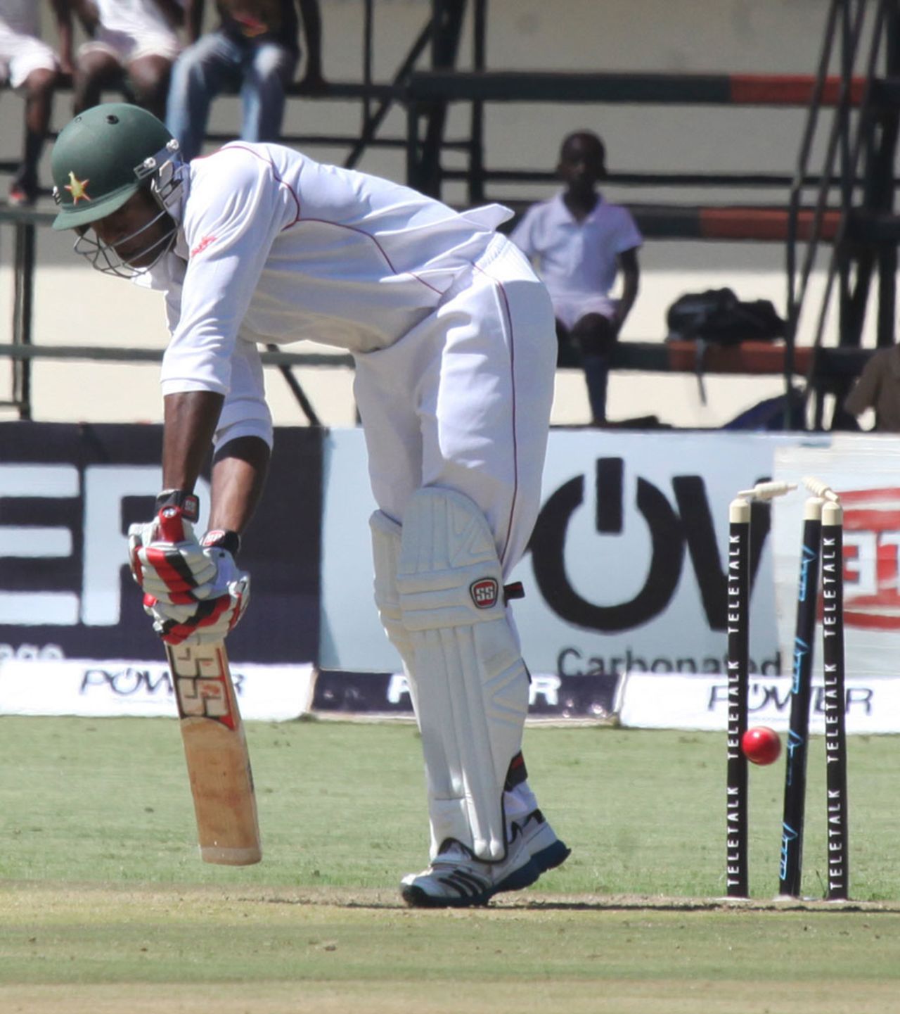 Vusi Sibanda is bowled by Robiul Islam, Zimbabwe v Bangladesh, 1st Test, Harare, 1st day, April 17, 2013