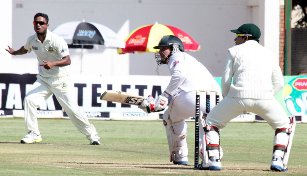 Brendan Taylor sweeps to the leg side, Zimbabwe v Bangladesh, 1st Test, Harare, 1st day, April 17, 2013