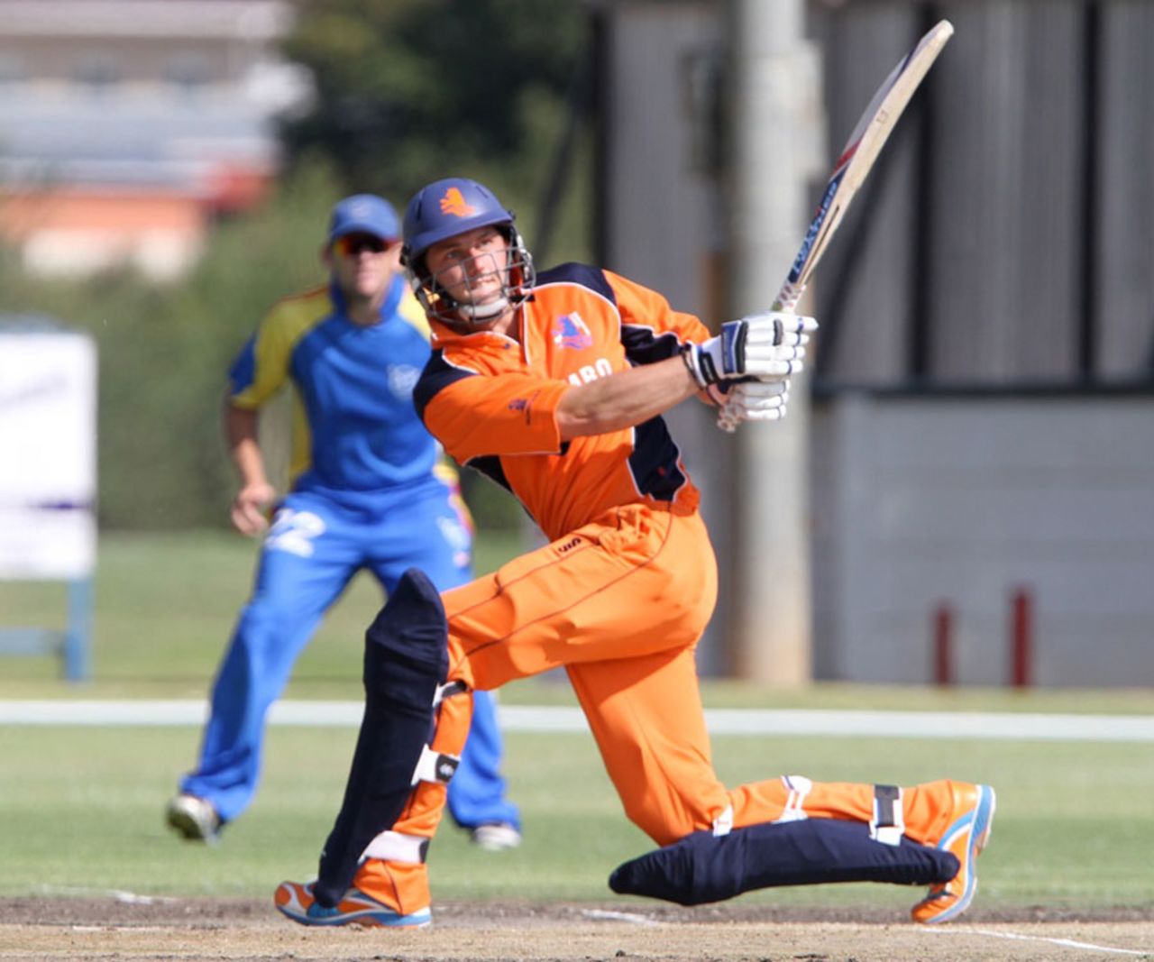 Wesley Barresi hits to the leg side, Namibia v Netherlands, ICC World Cricket League Championship, Windhoek, April 16, 2013