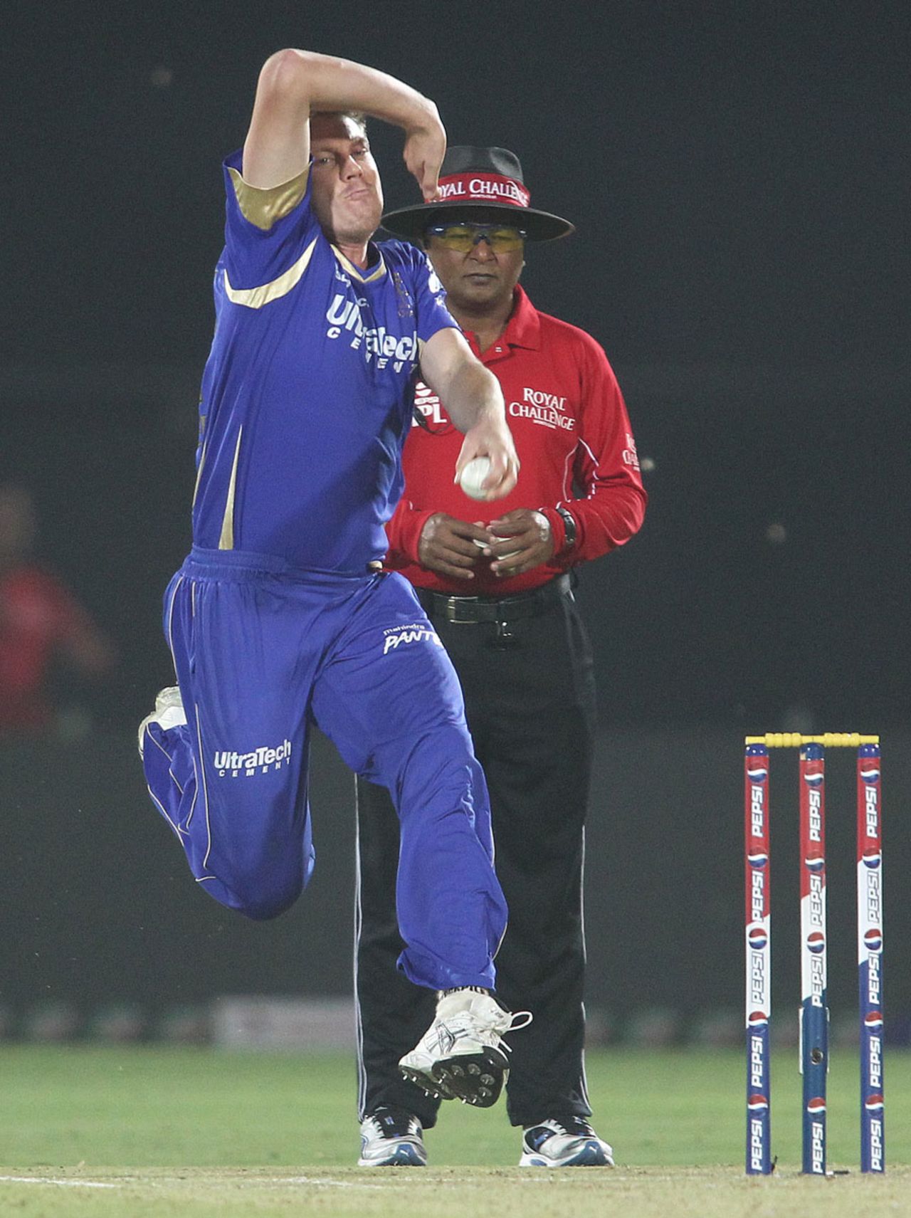 James Faulkner picked up three wickets for 16 runs, Rajasthan Royals v Mumbai Indians, IPL 2013, Jaipur, April 17, 2013