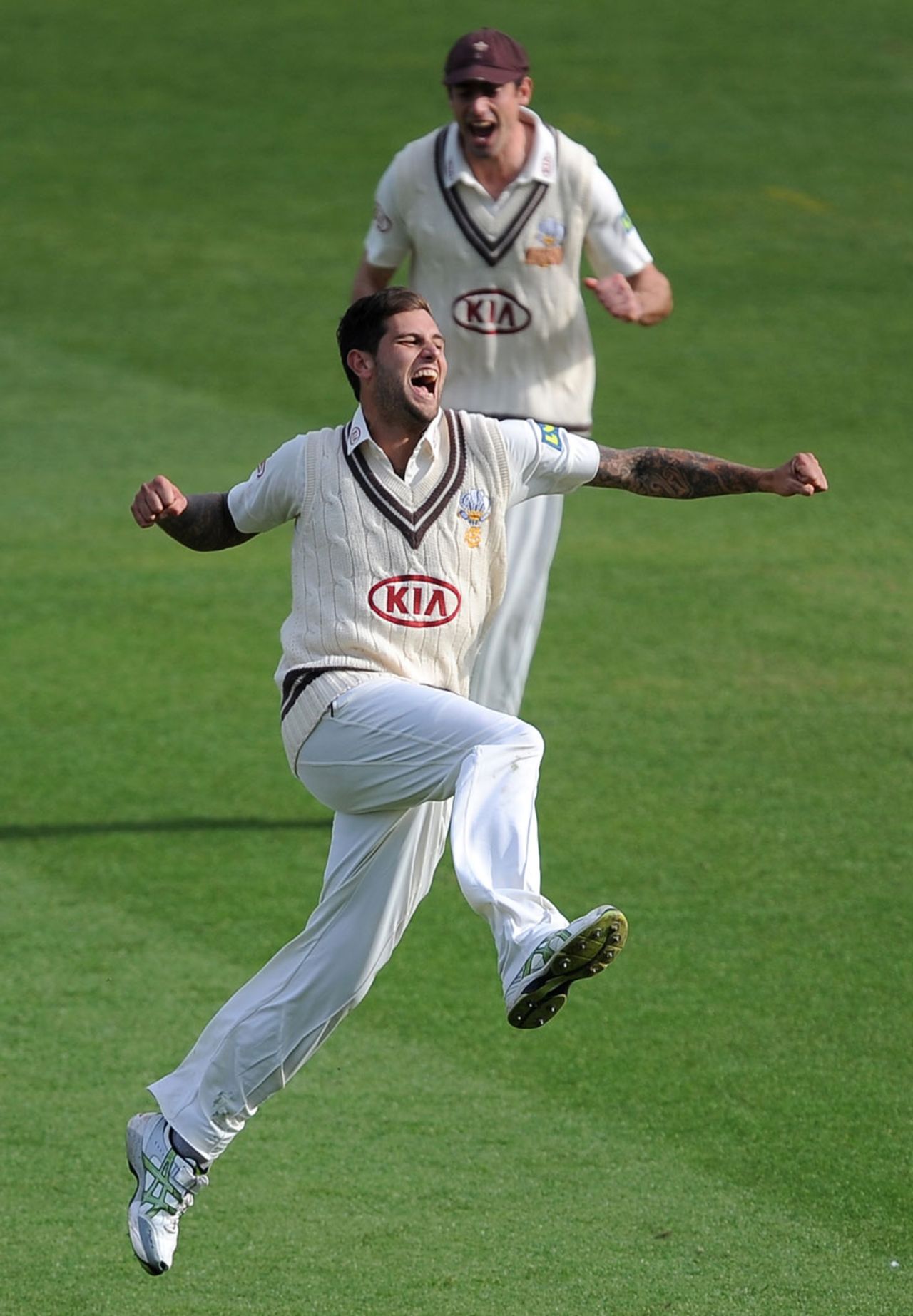 Jade Dernbach picked up four wickets, Surrey v Somerset, County Championship, Division One, The Oval, 1st day, April 17, 2013