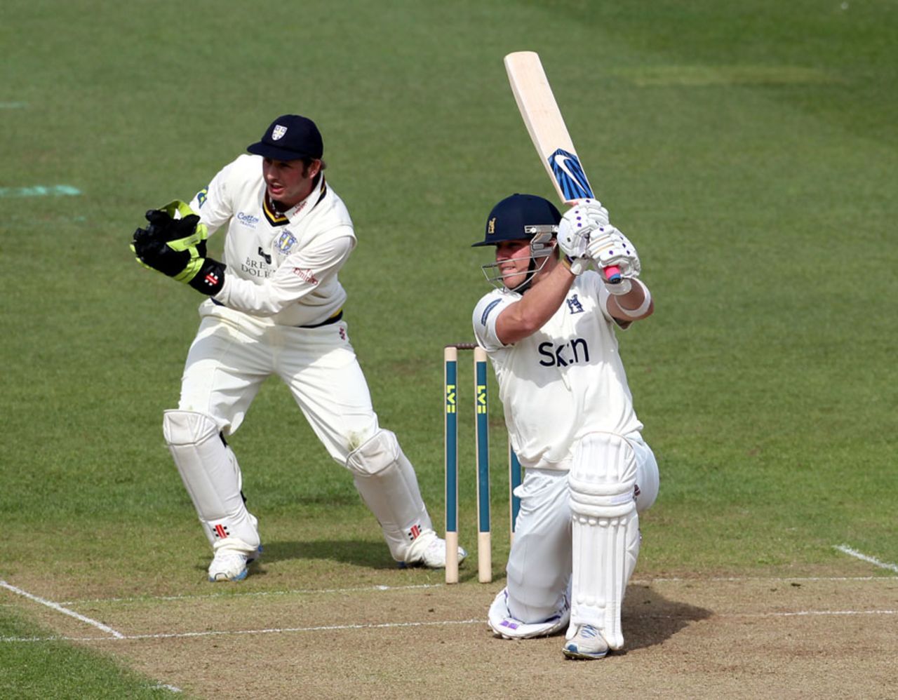 Laurie Evans fell six runs short of a half-century, Warwickshire v Durham, County Championship, Division One, Edgbaston, 1st day, April 17, 2013