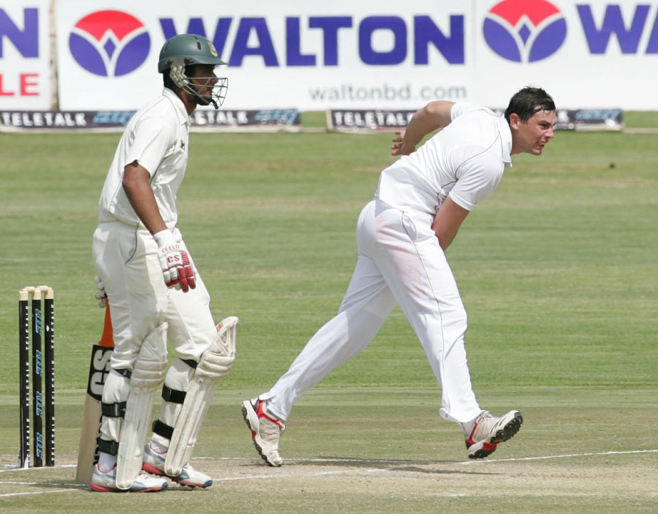 Keegan Meth picked up a couple of wickets, Zimbabwe v Bangladesh, 1st Test, Harare, 3rd day, April 19, 2013
