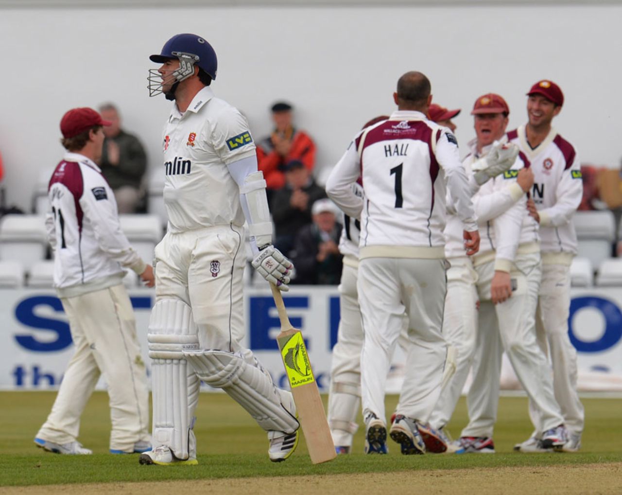 Mark Pettini walks off after making 5, Northamptonshire v Essex, County Championship, Division Two, Northampton, 3rd day, April 19, 2013