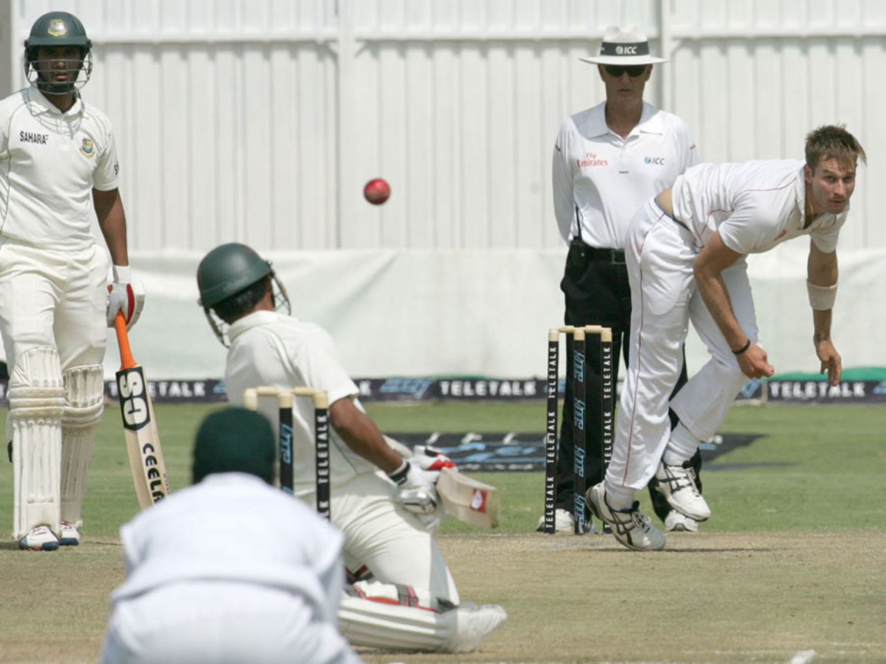 Mohammad Ashraful weaves out of the way of a Kyle Jarvis bouncer, Zimbabwe v Bangladesh, 1st Test, 4th day, Harare, April 20, 2013