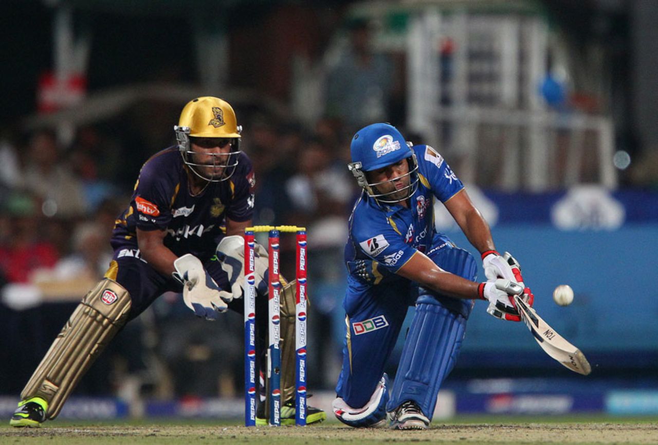 Rohit Sharma plays a sweep shot during his innings of 34, Kolkata Knight Riders v Mumbai Indians, IPL 2013, Kolkata, April 24, 2013