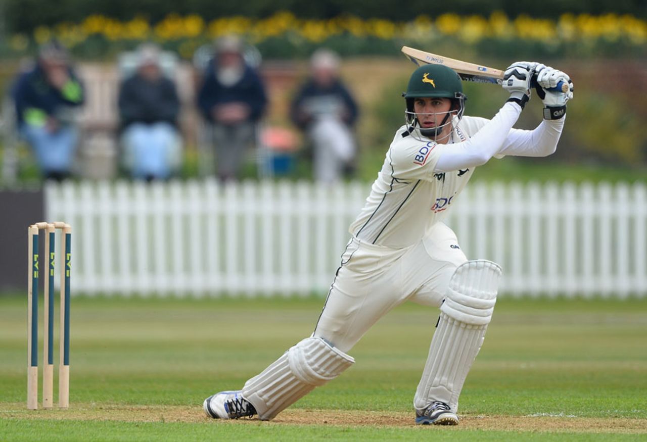 Alex Hales on his way to a half-century, Derbyshire v Nottinghamshire, County Championship, Division One, Derby, 2nd day, April 25, 2013