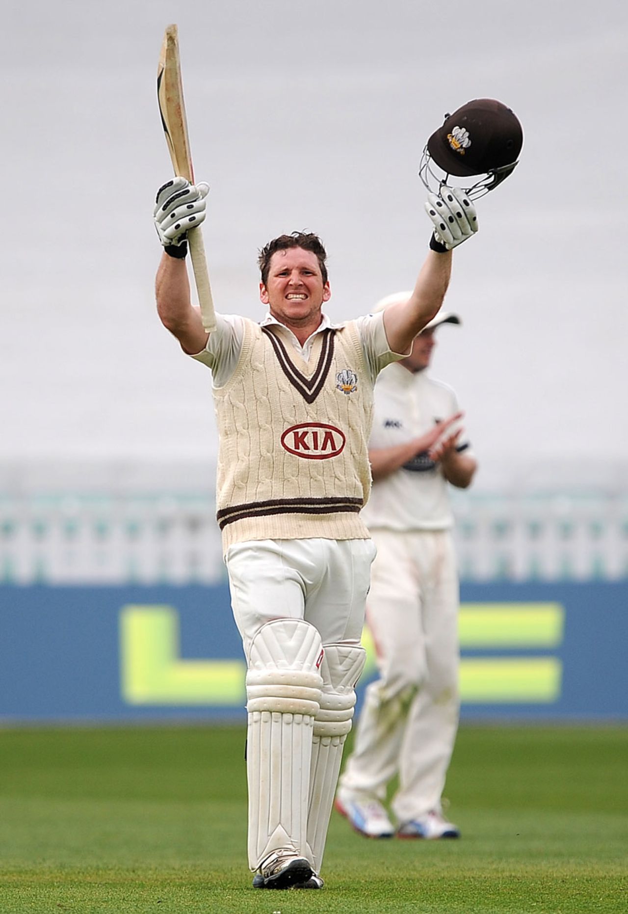 Gary Wilson is applauded after reaching his century, Surrey v Sussex, County Championship, Division One, The Oval, 1st day, April, 24, 2013