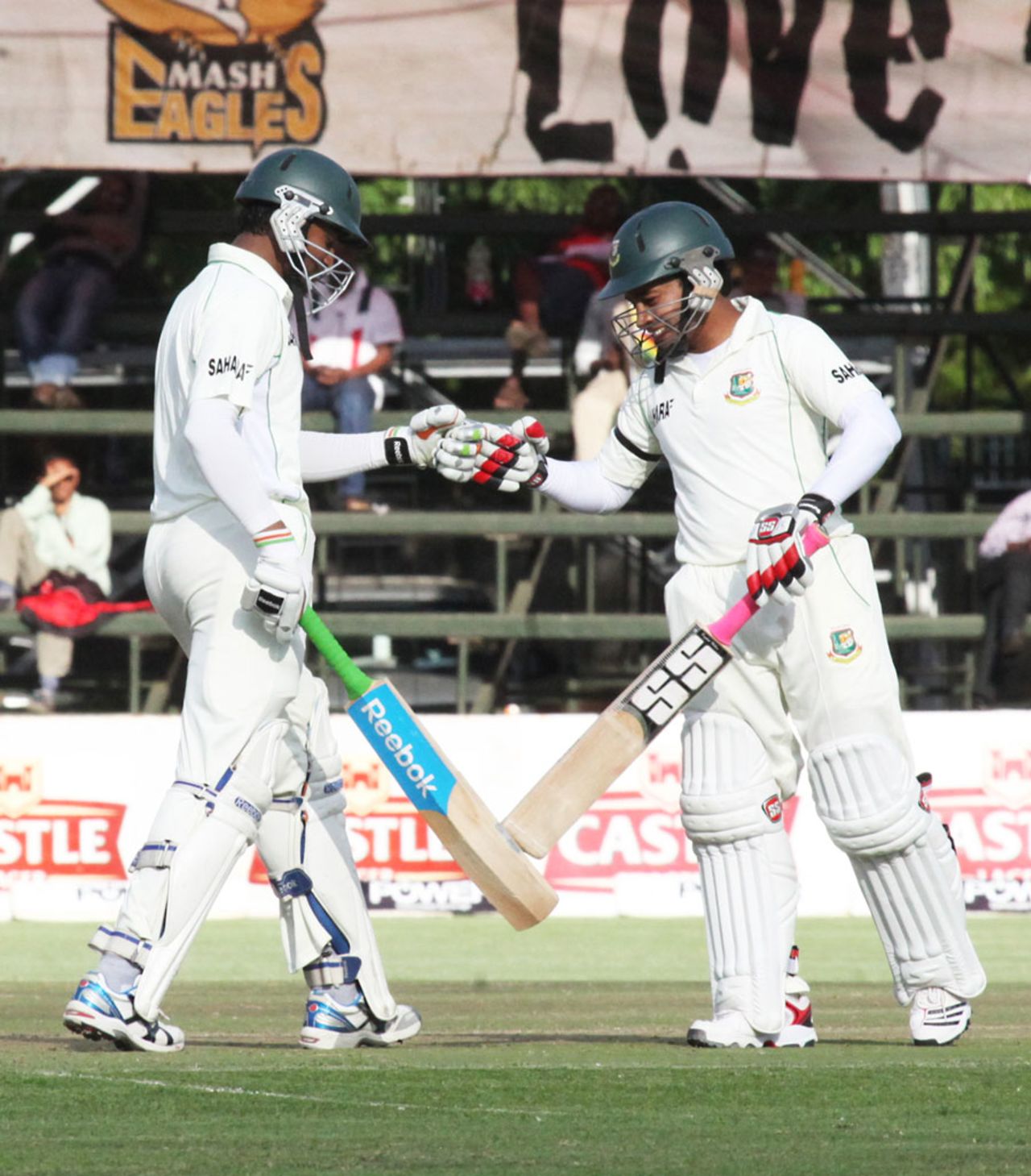 Shakib Al Hasan and Mushfiqur Rahim put on 123 for the fifth wicket, Zimbabwe v Bangladesh, 2nd Test, Harare, 1st day, April 25, 2013