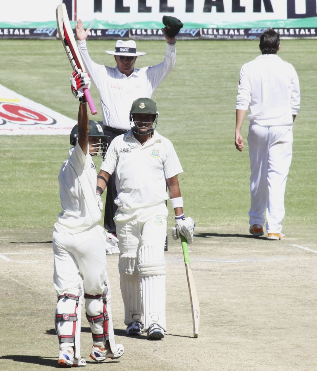 Nasir Hossain brought up his half-century with a six, Zimbabwe v Bangladesh, 2nd Test, Harare, 4th day, April 28, 2013