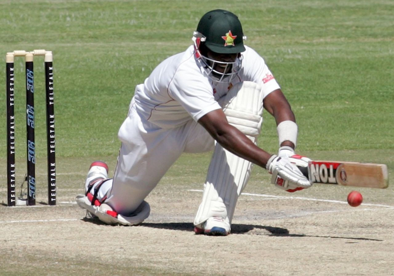 Hamilton Masakadza plays the reverse sweep, Zimbabwe v Bangladesh, 2nd Test, Harare, 5th day, April 29, 2013