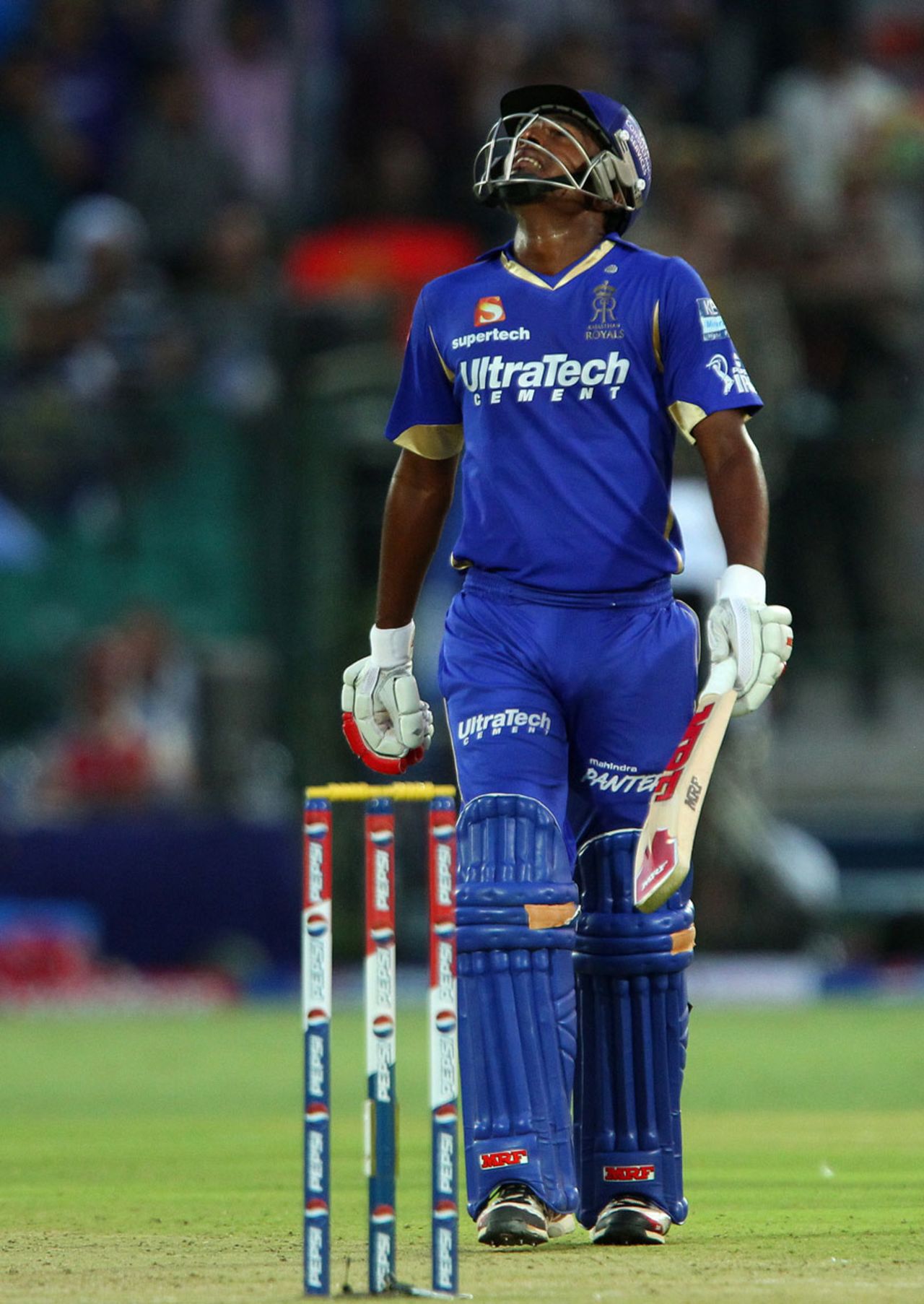 Sanju Samson celebrates his first IPL fifty, Rajasthan Royals v Royal Challengers Bangalore, IPL 2013, Jaipur, April 29, 2013
