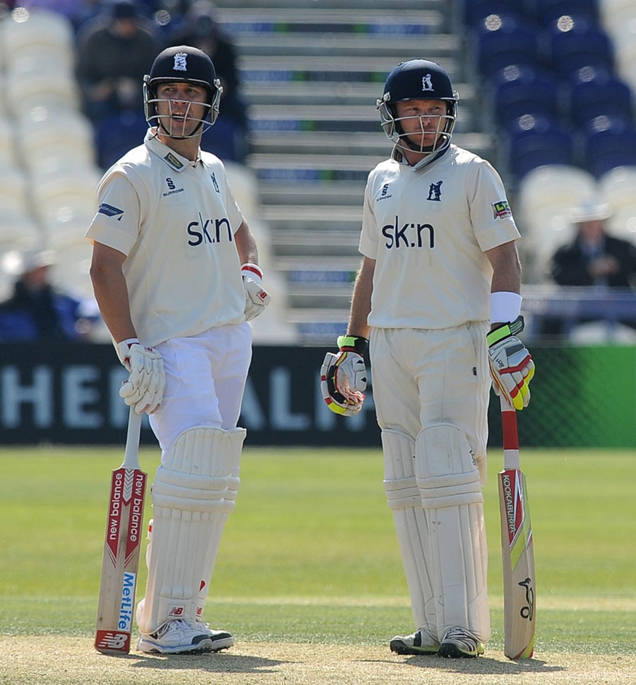 England colleagues Jonathan Trott and Ian Bell added 131 together, Sussex v Warwickshire, County Championship, Division One, Hove, 1st day, May 1, 2013