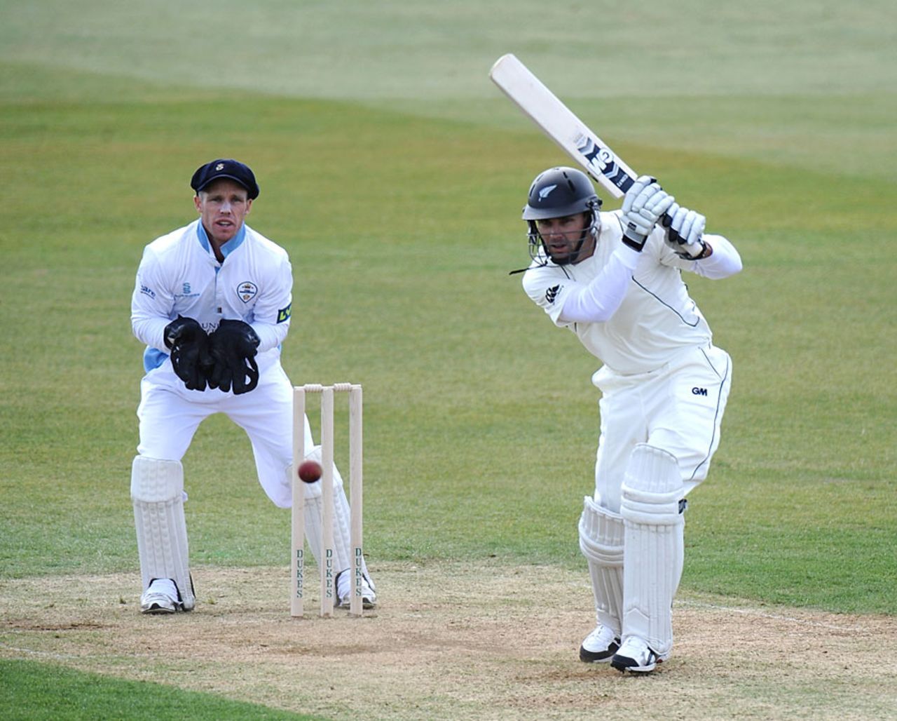 Dean Brownlie goes through the off side during his 71, Derbyshire v New Zealanders, Tour Match, 1st day, Derby, May 4, 2013