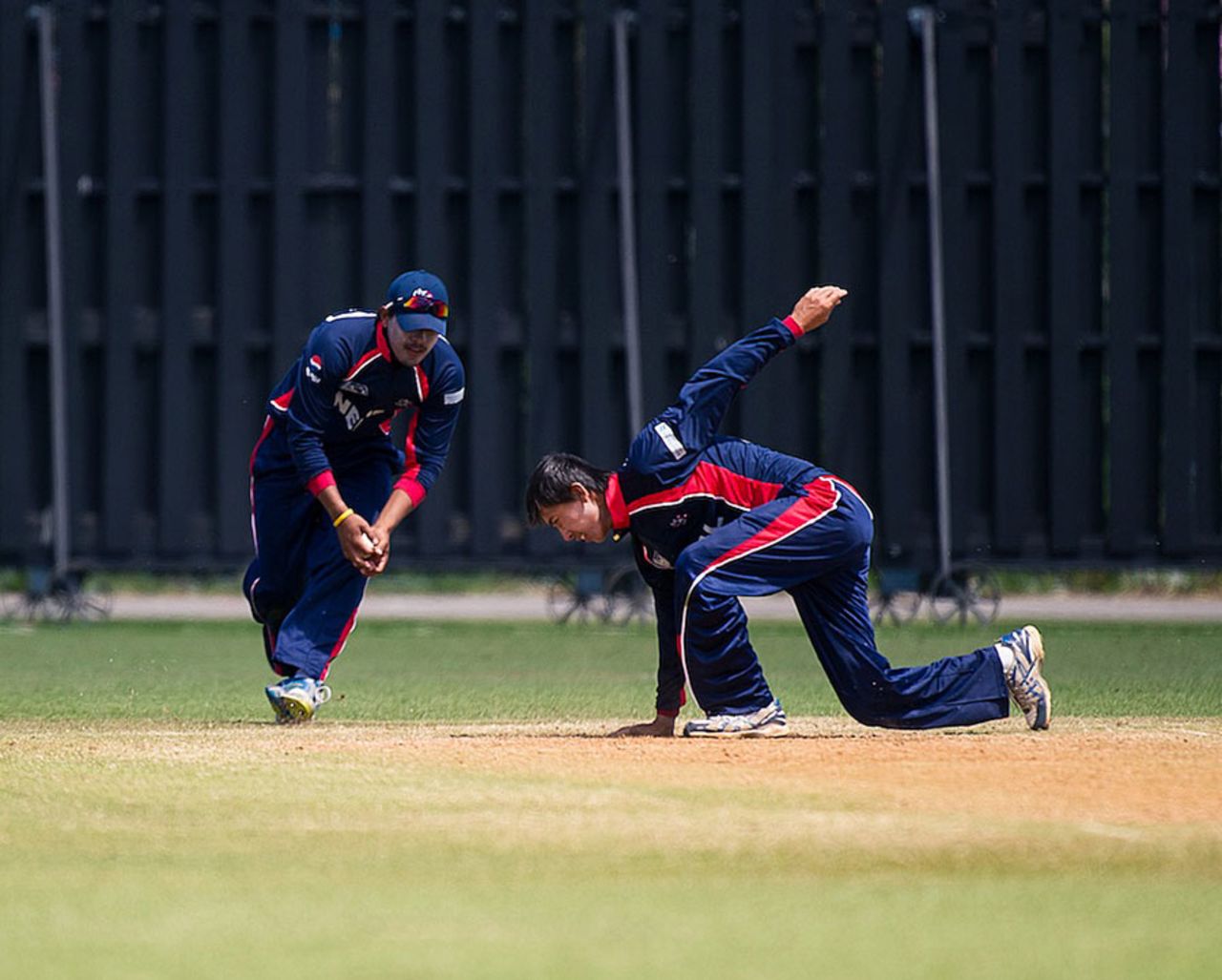 Pradeep Airee and Shakti Gauchan have some fun, Nepal v Uganda, World Cricket League Division 3, final, Hamilton, May 5, 2013