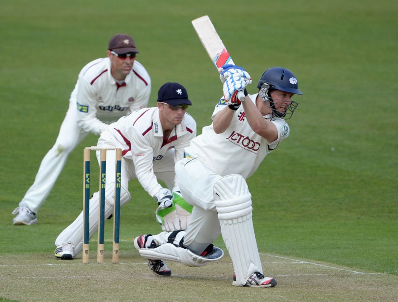 Gary Ballance drives on his way to 107, Yorkshire v Somerset, County Championship, Division One, Headingley, 1st day, May 7, 2013