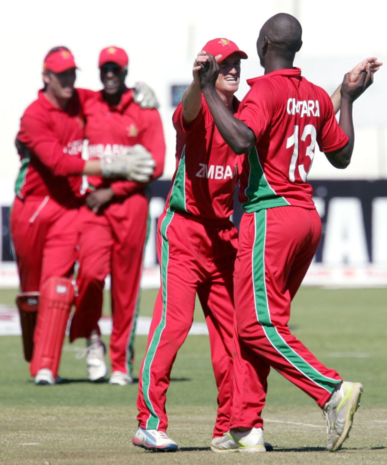 Tendai Chatara celebrates a wicket, Zimbabwe v Bangladesh, 3rd ODI, Bulawayo, May 8, 2013