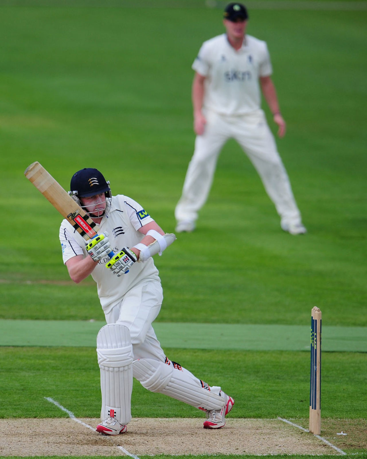 Sam Robson clips off his legs, Warwickshire v Middlesex, County Championship, Division One, Edgbaston, 1st day, May 8, 2013