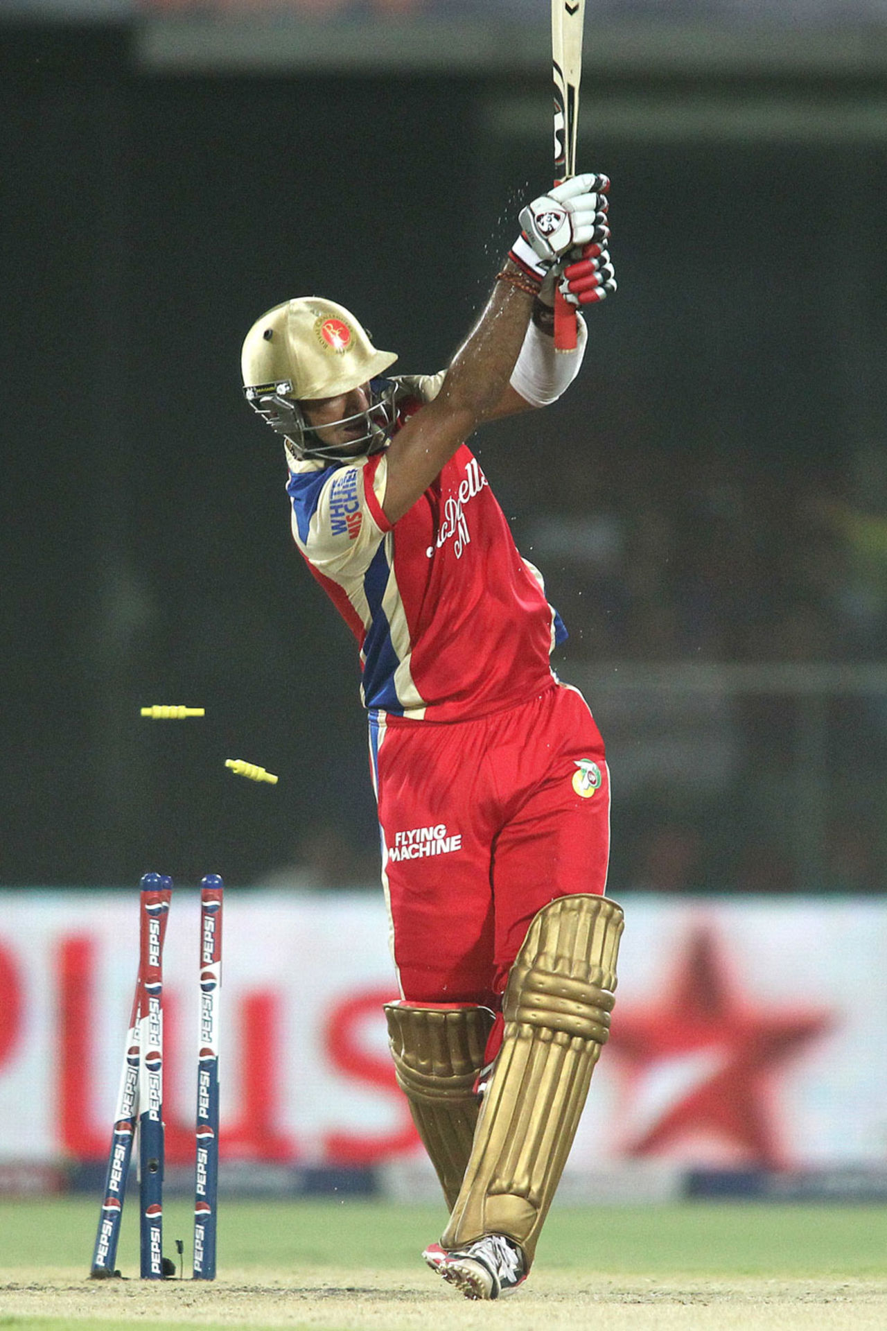 Cheteshwar Pujara is bowled by Siddarth Kaul, Delhi Daredevils v Royal Challengers Bangalore, IPL 2013, Delhi, May 10, 2013