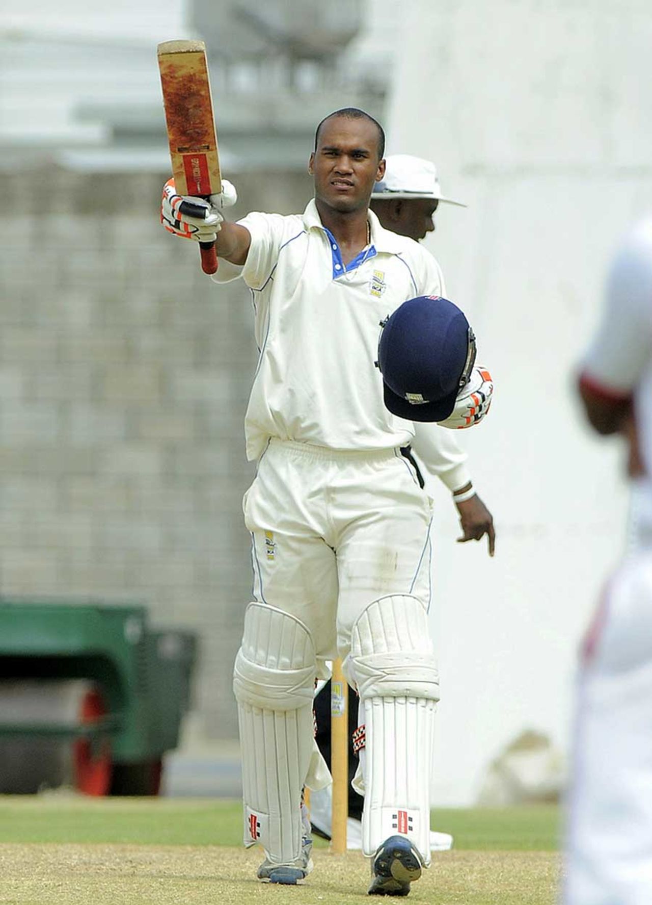 Kraigg Brathwaite celebrates his century, Barbados v Trinidad & Tobago, Regional Four Day Competition, final, 2nd day, May 10, 2013