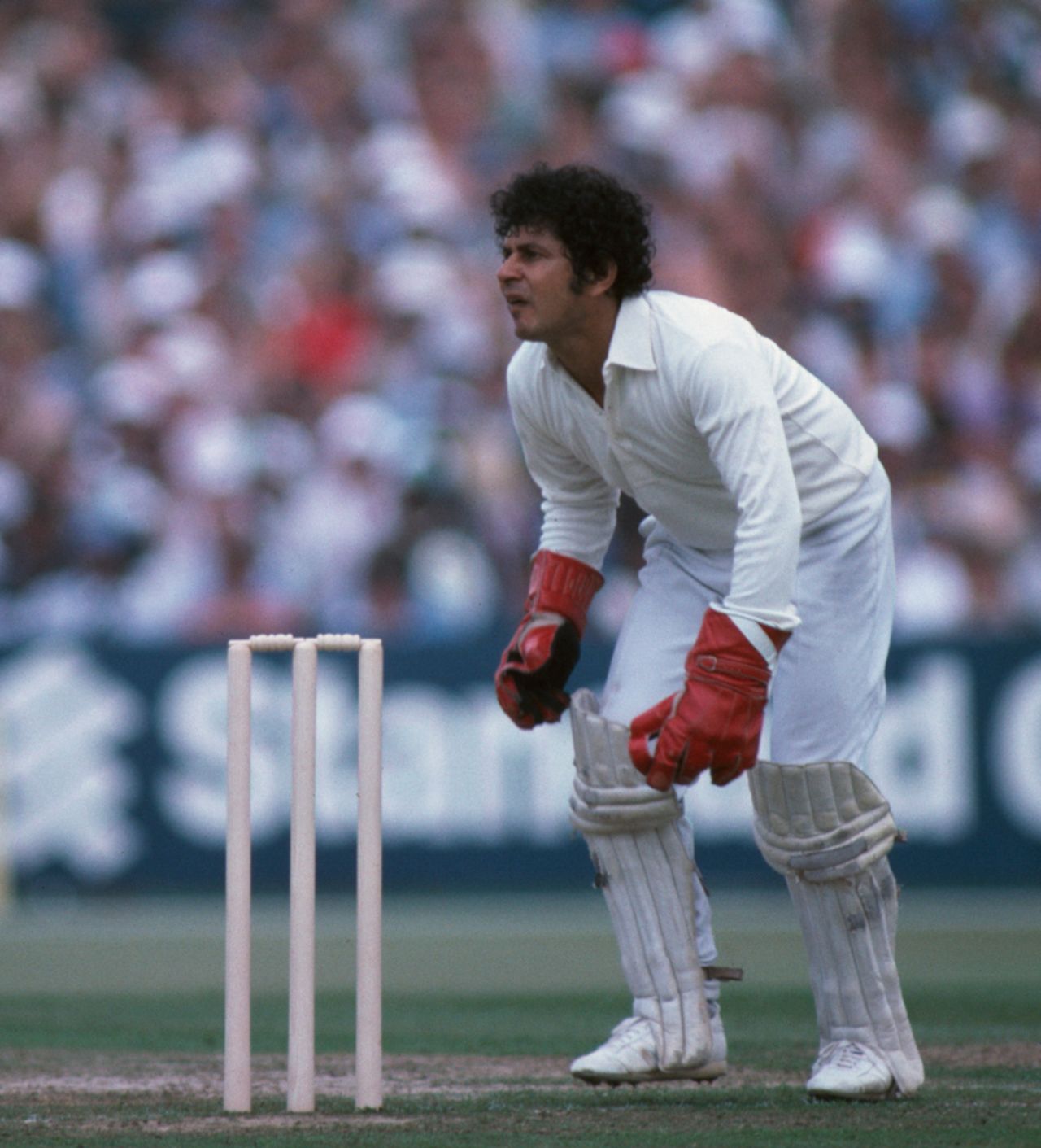 Wasim Bari waits for the ball to be fielded in, England v Pakistan, 2nd ODI, Old Trafford, July 19, 1982