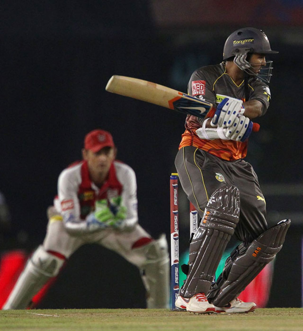 Parthiv Patel hits one square, Kings XI Punjab v Sunrisers Hyderabad, IPL, Mohali, May 11, 2013