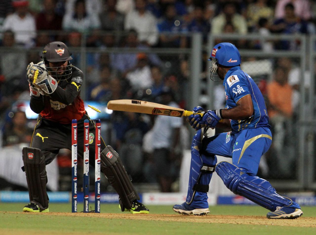 Parthiv Patel stumps Ambati Rayudu for 2, Mumbai Indians v Sunrisers Hyderabad, IPL 2013, Mumbai, May 13, 2013
