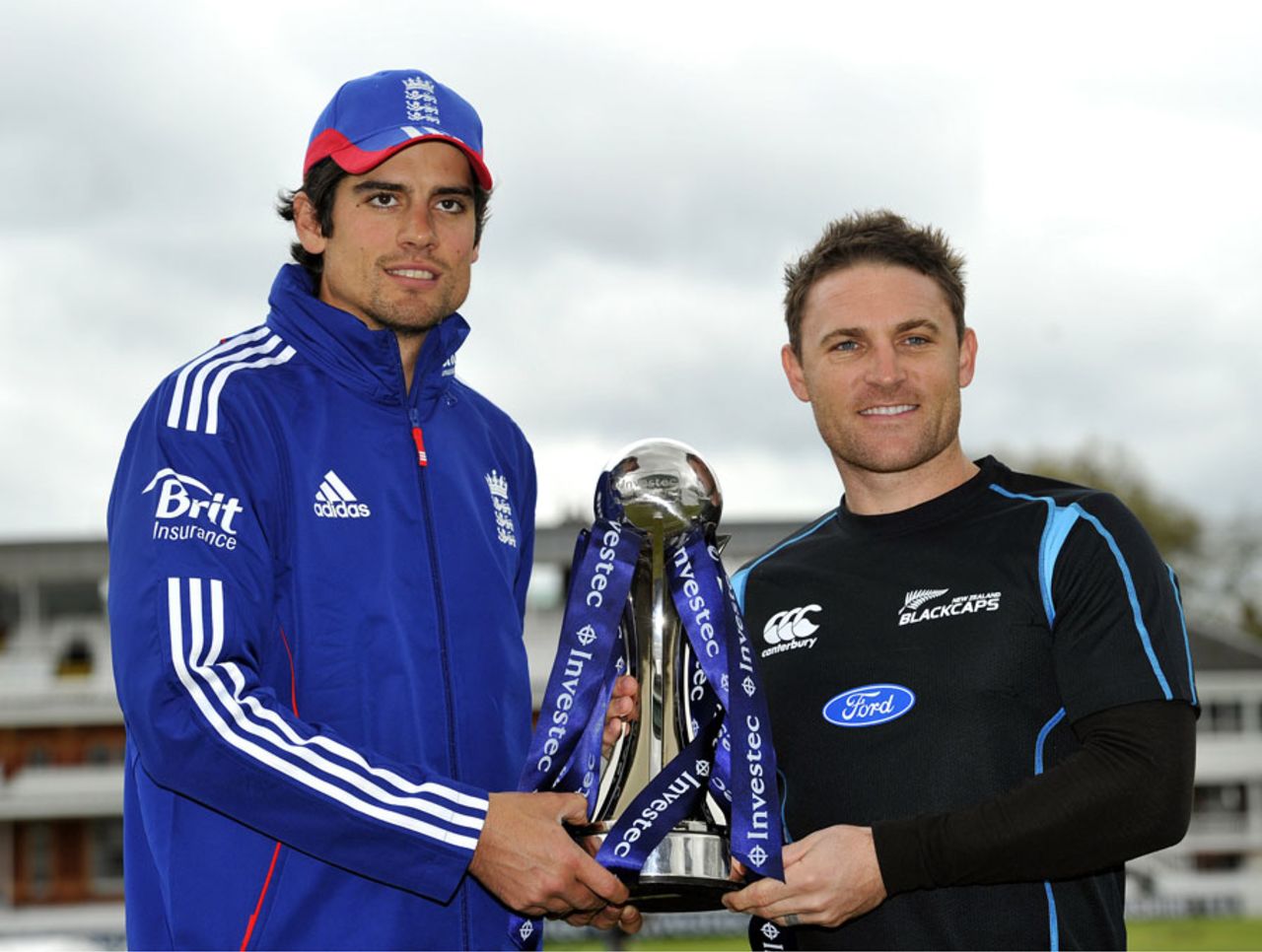 Captains Alastair Cook and Brendon McCullum pose with the series trophy, England v New Zealand, 1st Test, Lord's, May, 15, 2013