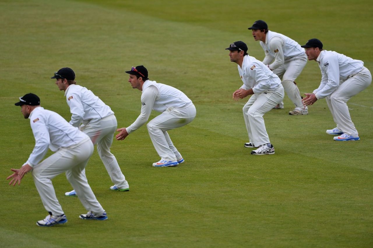 New Zealand's slip cordon for Tim Southee's hat-trick ball, England v New Zealand, 1st Investec Test, Lord's, 2nd day, May 17, 2013