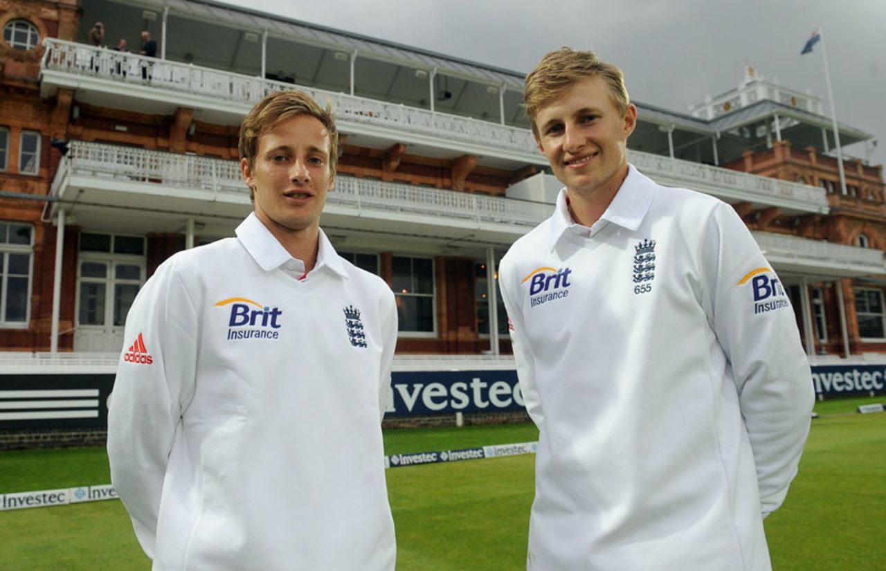 Joe Root, on the left, had his younger brother Billy for company as 12th man, England v New Zealand, 1st Test, Lord's, 2nd day, May, 17, 2013