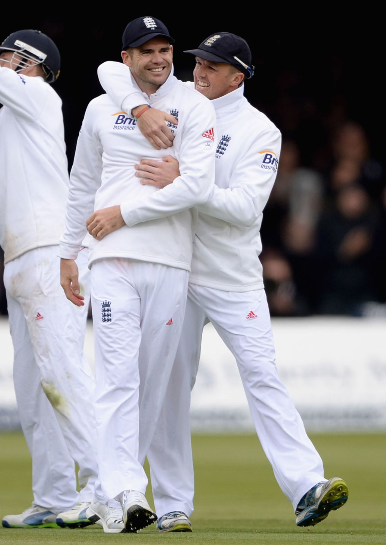 James Anderson gets a hug from Graeme Swann, England v New Zealand, 1st Investec Test, Lord's, 3rd day, May 18, 2013