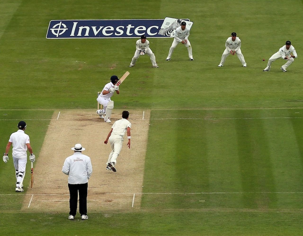 Alastair Cook watches the ball fly to the fielder, England v New Zealand, 1st Investec Test, Lord's, 3rd day, May 18, 2013