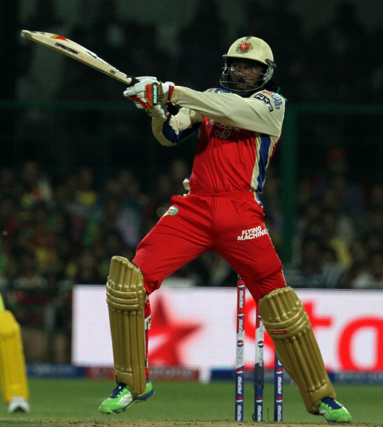 Chris Gayle powers one into the stands, Royal Challengers Bangalore v Chennai Super Kings, IPL2013, Bangalore, May 18, 2013