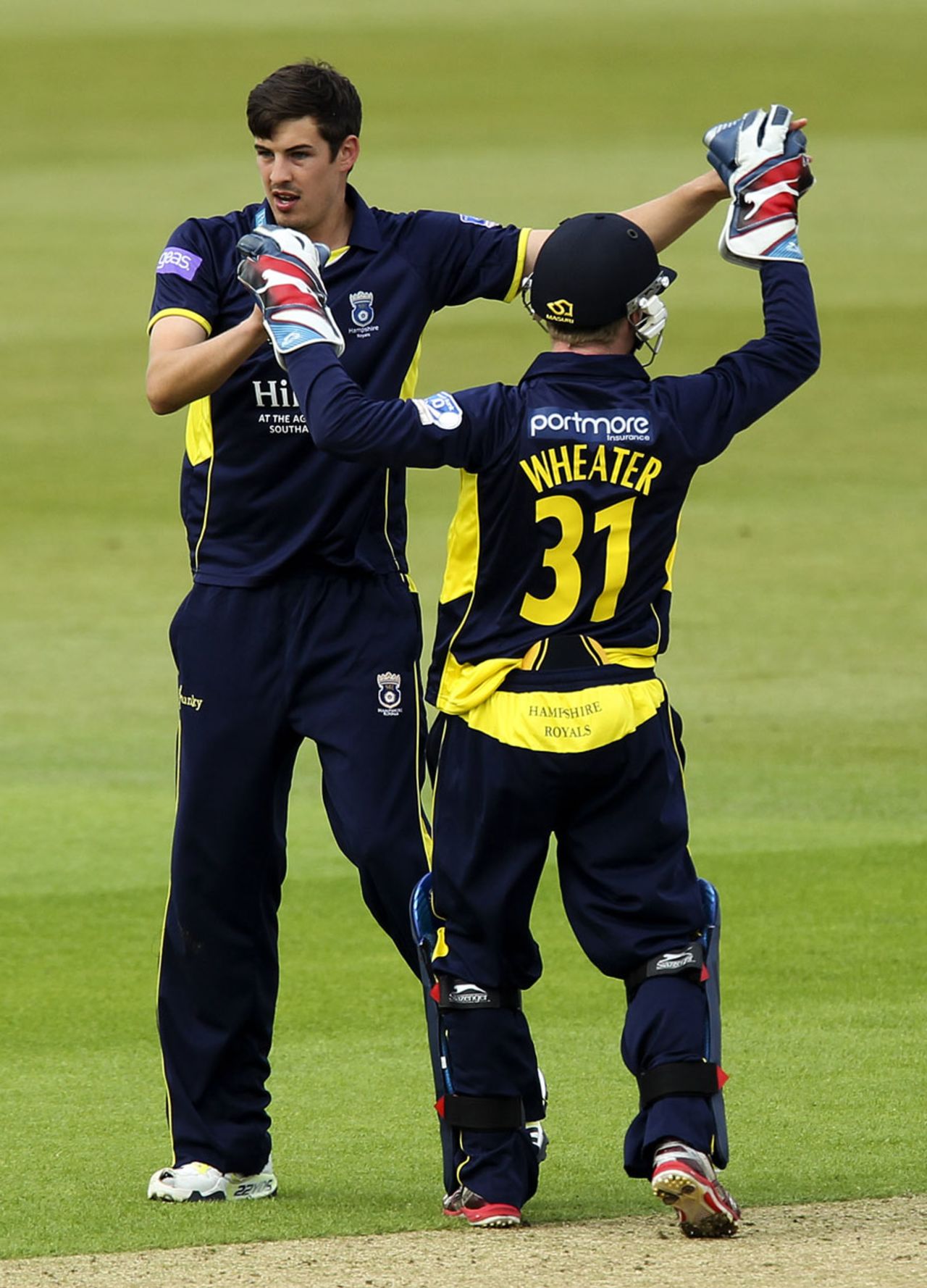 Chris Wood and Adam Wheater combined to stump Ben Stokes, Hampshire v Durham, Yorkshire Bank 40, Ageas Bowl, May 19, 2013
