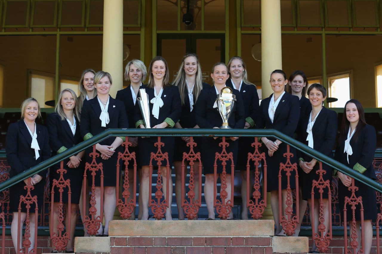 The Australia Women's team pose during the Ashes squad announcement at Sydney Cricket Ground, Sydney, May 21, 2013