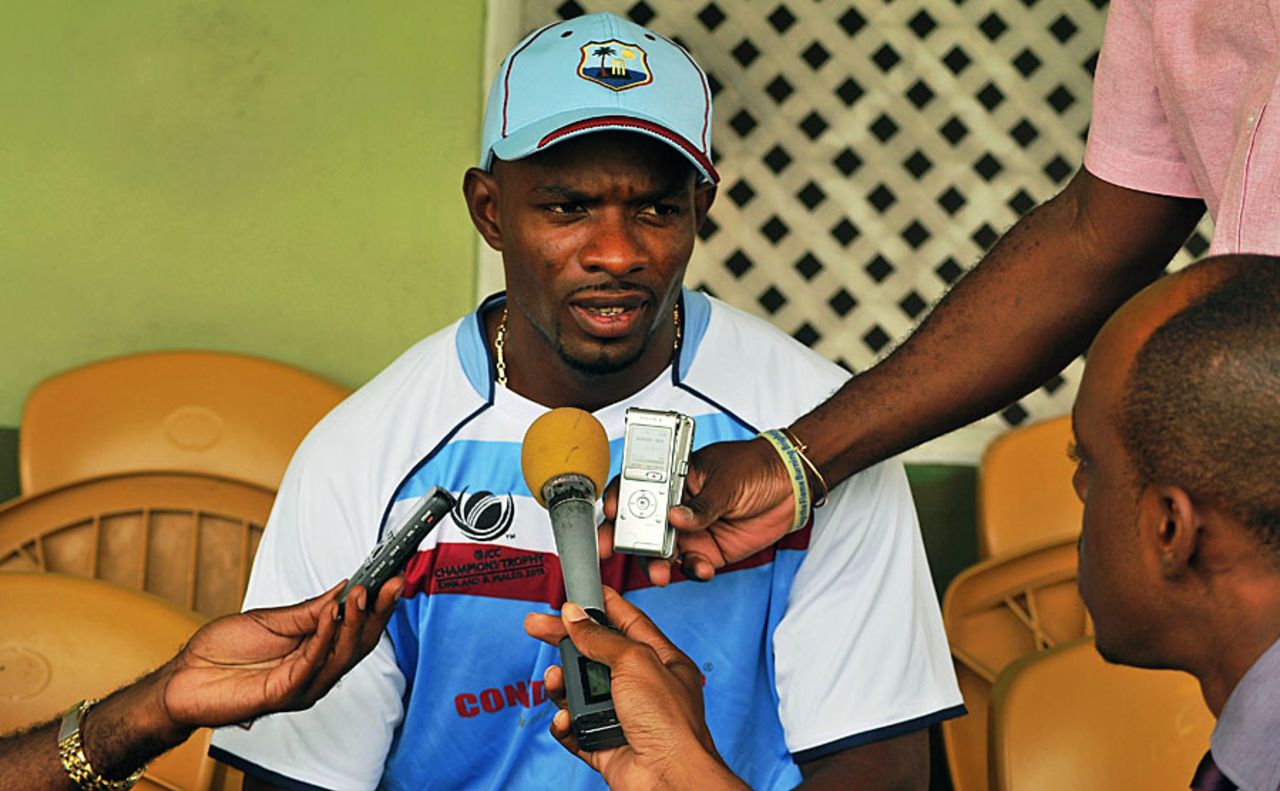 West Indies batsman Devon Smith speaks to the media during the conditioning camp, 3Ws Oval, Barbados, May 21, 2013
