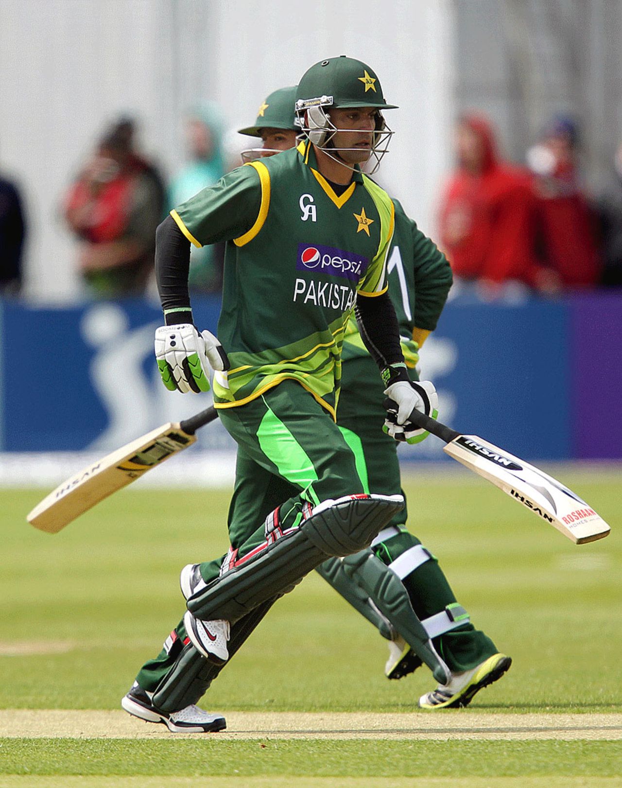 Mohammad Hafeez takes a run, Ireland v Pakistan, 1st ODI, Dublin, May 23, 2013