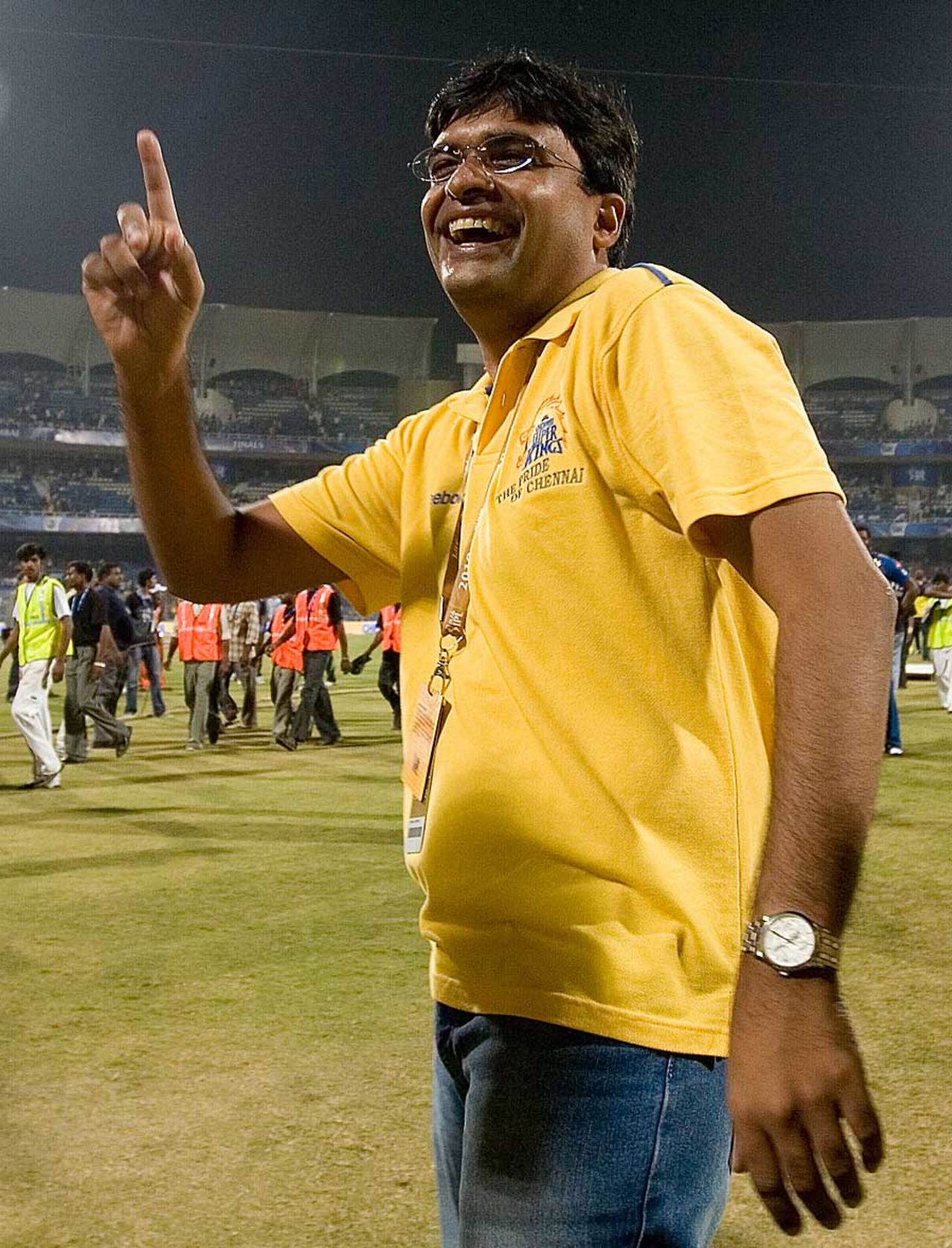 Gurunath Meiyappan, a top CSK official, smiles after a game, Mumbai, April 25, 2010