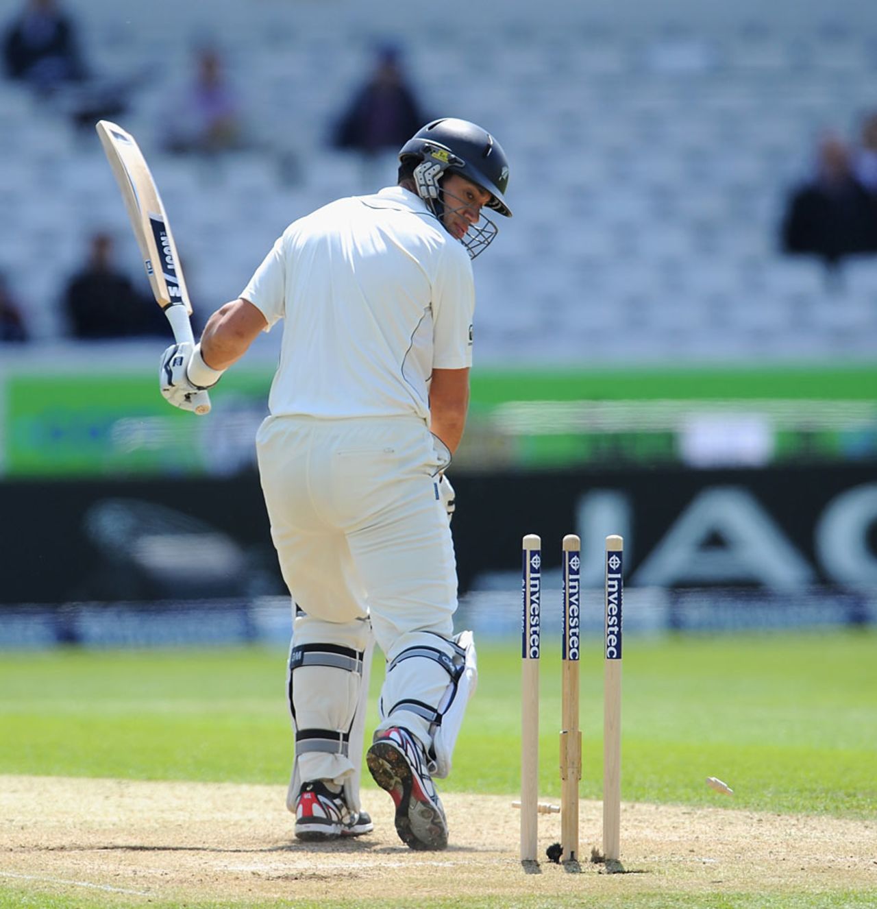 Ross Taylor chopped on against Steven Finn, England v New Zealand, 2nd Investec Test, Headingley, 3rd day, May 26, 2013
