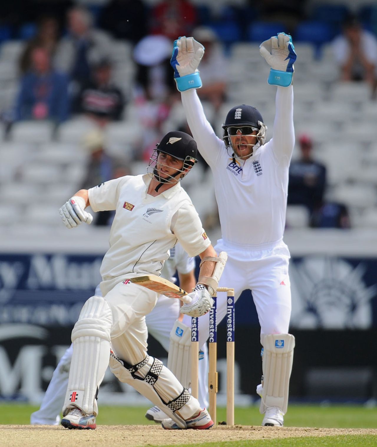 Kane Williamson was lbw to Graeme Swann for the second time in the match, England v New Zealand, 2nd Investec Test, Headingley, 4th day, May 27, 2013