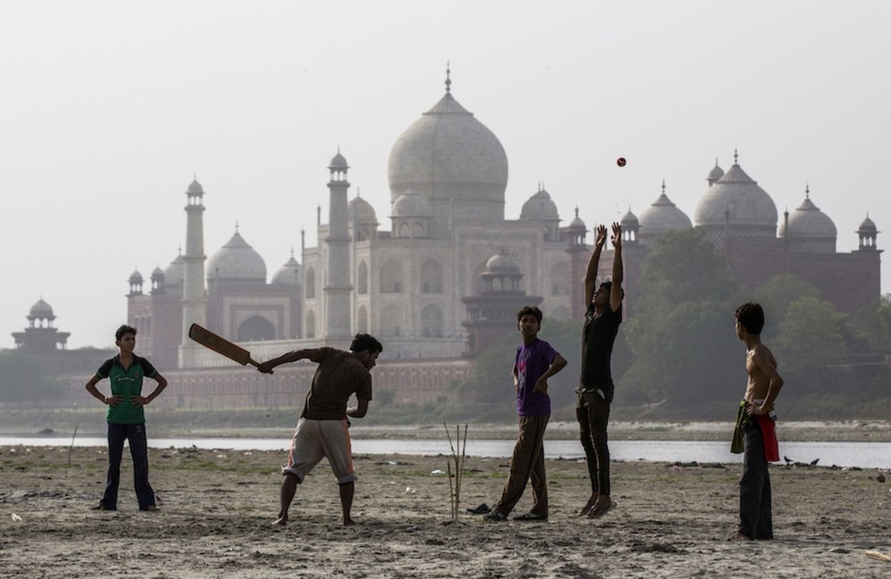 Cricket being played near the Taj Mahal, Agra, May 28, 2013