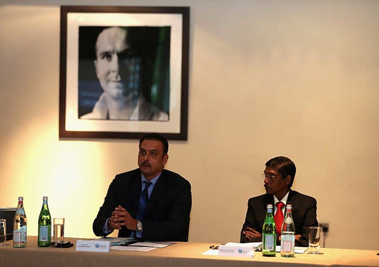 Ravi Shastri and L Sivaramakrishnan at the ICC Cricket Committee meeting at Lord's, London, May 28, 2013