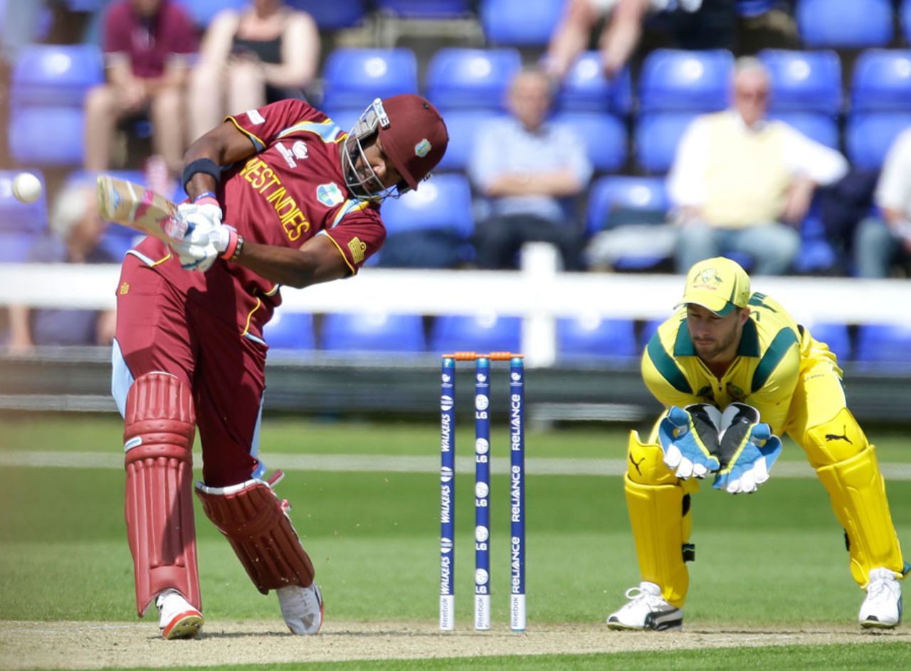 Darren Bravo drives down the ground, Australia v West Indies, Champions Trophy 2013 warm-up match, Cardiff, June 1