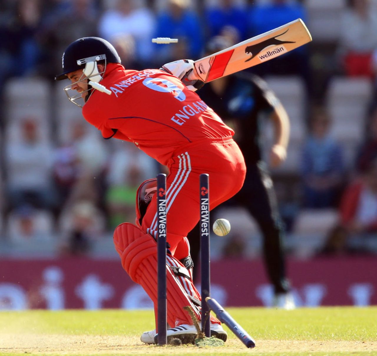 James Anderson gets his middle stump removed, England v New Zealand, 2nd ODI, Ageas Bowl, June 2, 2013