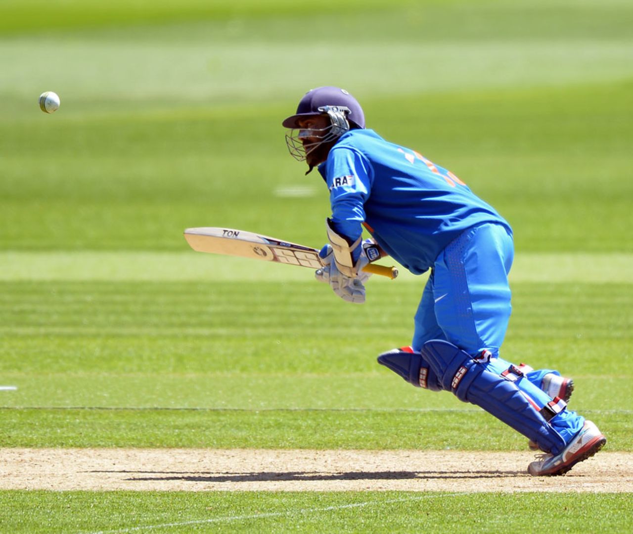 Dinesh Karthik plays the ball on to the leg-side, Australia v India, Champions Trophy warm-up, Cardiff, June 4, 2013
