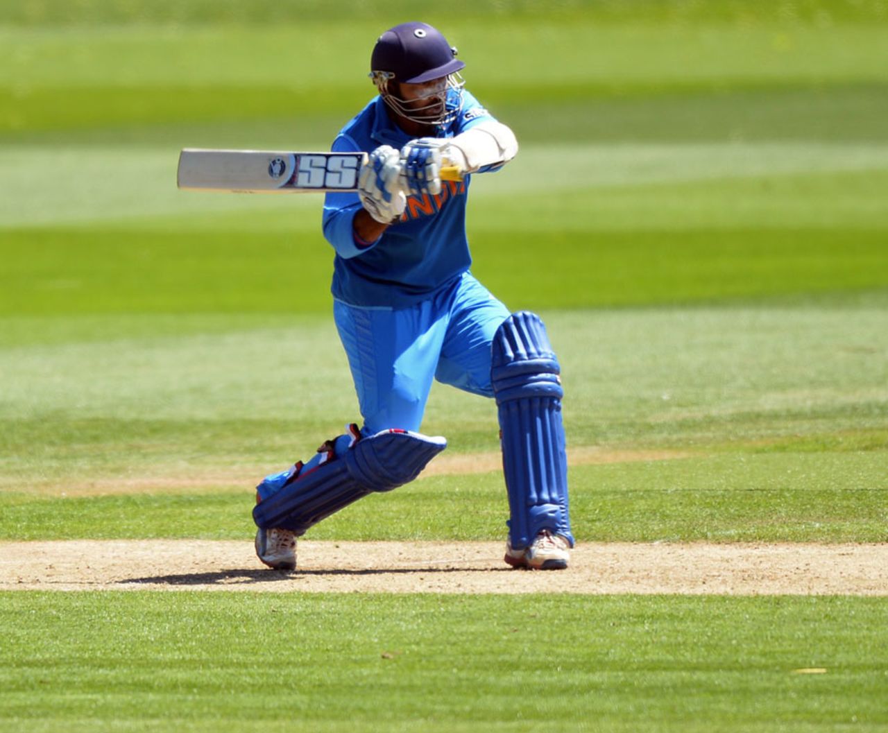 Dinesh Karthik gets in position to play a cut shot, India v Australia, Champions Trophy warm-up, Cardiff, June 4, 2013