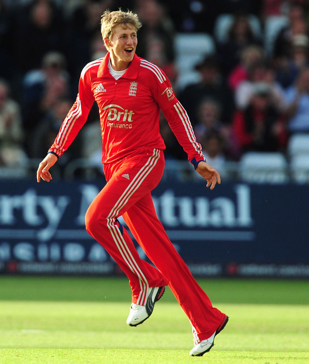 Joe Root runs off in celebration after his first ODI wicket, England v New Zealand, 2nd ODI, Trent Bridge, June 5, 2013